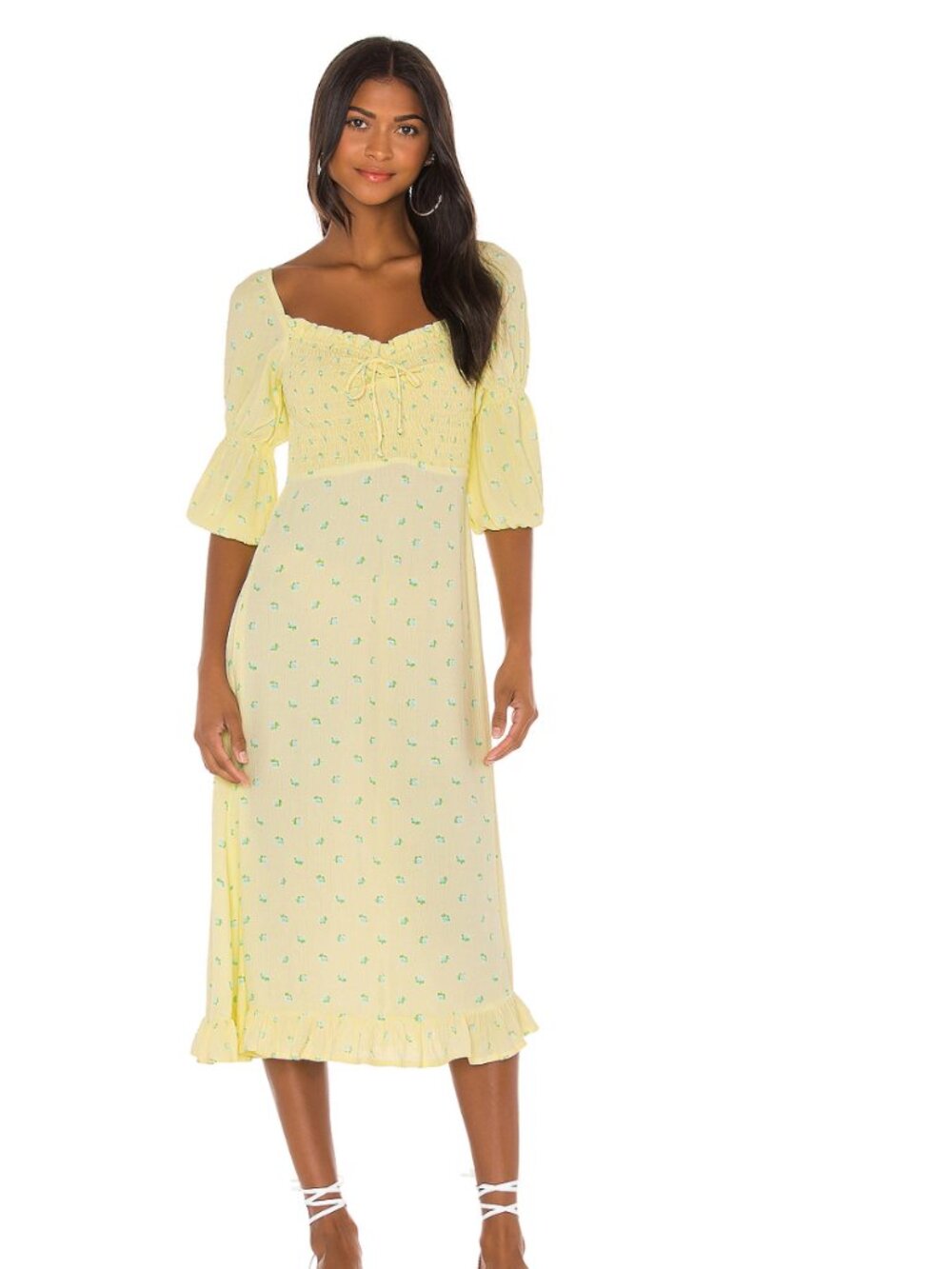 Faithfull The Brand Nora Midi Yellow Dress Small
